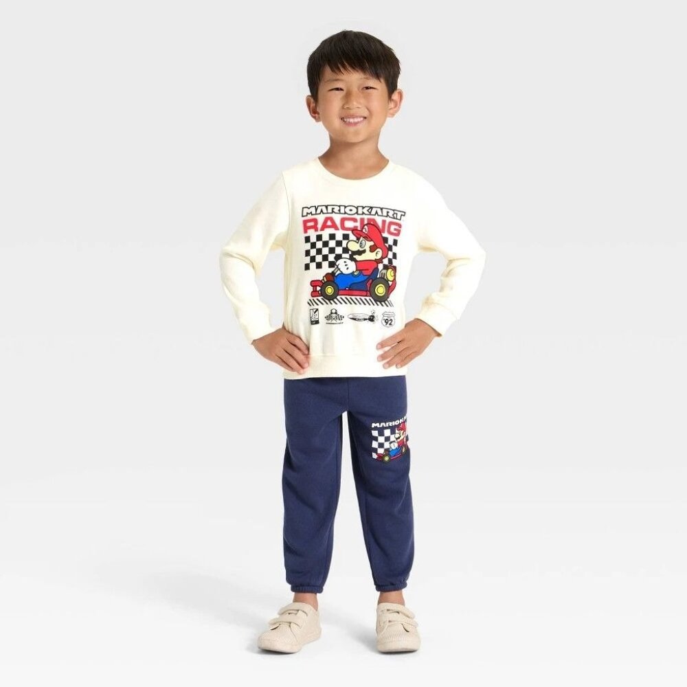 NWT 5T Toddler Boys' 2pc Nintendo Mario Kart Fleece Pullover & Bottom Sweats